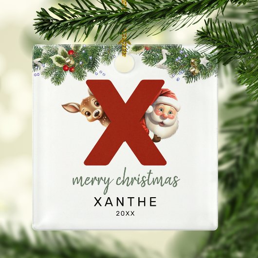 Ornement En Métal Lettre enfant X Monogramme Arbre de Noël