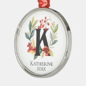 Ornement En Métal Lettre initiale K Berry Wreath Noël (Gauche)