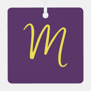 Ornement En Métal Lettre initiale Monogramme élégant Indigo jaune