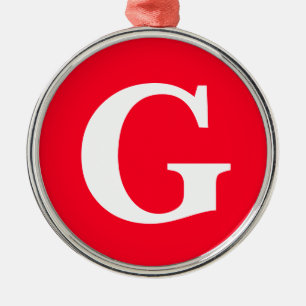 Ornement En Métal Lettre initiale Monogramme Rouge Blanc Plaine Simp