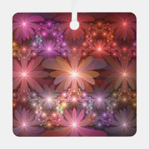 Ornement En Métal Lit De Fleurs Coloré Brillante Art Fractal Abstrai