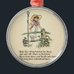 Ornement En Métal Little Bo Peep Nursery Rhyme<br><div class="desc">Illustration de Little Bo Peep Mother Goose - Cette image vintage de Little Bo Peep a été créée au début des années 1800 par Kate Greenaway, incluse dans un livre de Mother Goose. L'image dit : "Little Bo-Peep a perdu ses brebis, et ne sait pas où les trouver ; laissez-les...</div>