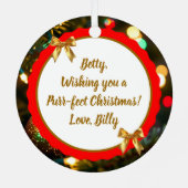 Ornement En Métal Little Kitten on Christmas Tree Personalized (Verso)