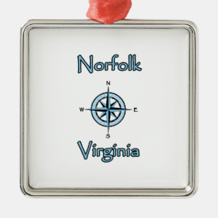 Ornement En Métal Logo de rose de boussole de la Norfolk la Virginie