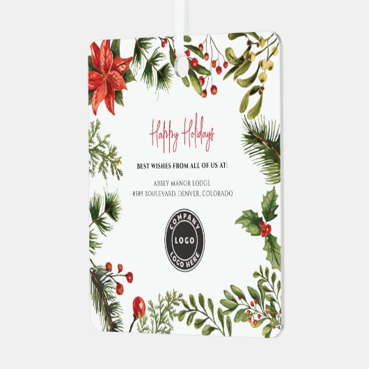 Ornement En Métal Logo d'entreprise Red Berries Employés Noël (Avant gauche)