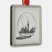 Ornement En Métal Londres dans une boule de verre. (Droite)