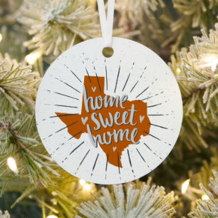 Ornement En Métal Longhorn Burnt Orange Home Sweet Home - Texas