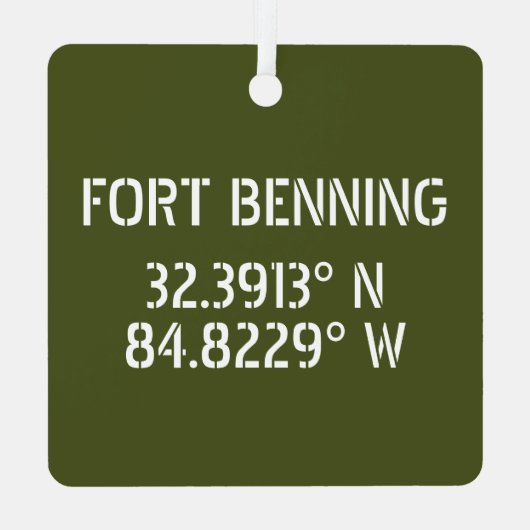 Ornement En Métal Longitude de la latitude de Fort Benning (Verso)