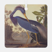 Ornement En Métal Lousiana Heron en gris, vert et bleu par Audubon (Verso)