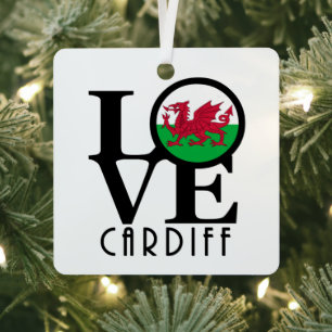 Ornement En Métal LOVE Cardiff Wales