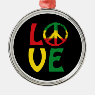 Ornement En Métal LOVE Reggae avec symbole de paix