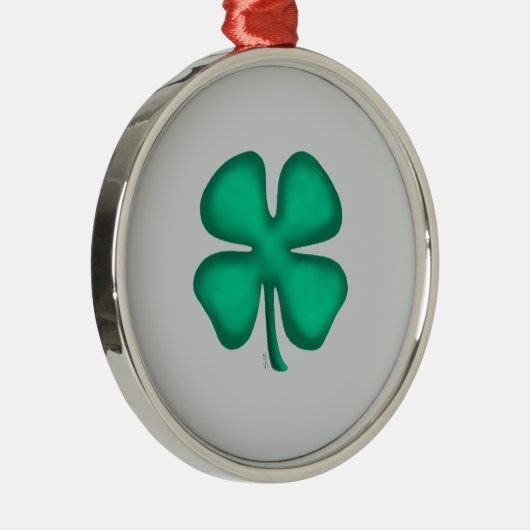 Ornement En Métal Lucky 4 Leaf Irish Clover gray rd premium ornament (Droite)