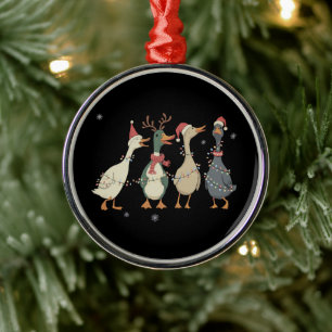 Ornement En Métal Lumières de Noël Canards Animaux Drôles Amoureux d
