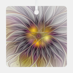 Ornement En Métal Lumineuse Fleur colorée, Abstraite Fractale modern