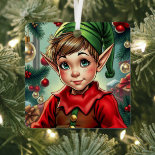Ornement En Métal Lutin de dessin animé fantaisiste Noël personnal