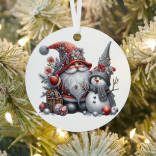 Ornement En Métal Lutins et bonhommes de neige de Noël