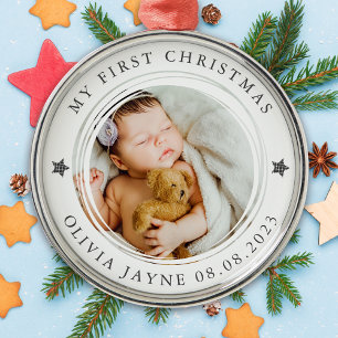 Ornement En Métal Ma première photo de bébé de Noël
