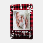 Ornement En Métal Ma première photo de bébé rouge de Noël (Avant gauche)
