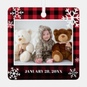 Ornement En Métal Ma première photo de bébé rouge de Noël (Verso)