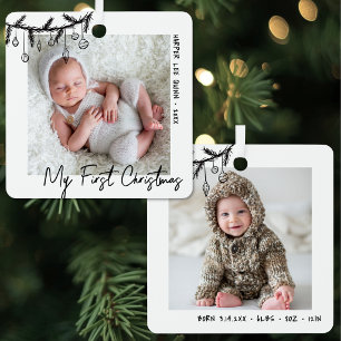 Ornement En Métal Ma première photo de Noël bébé 2