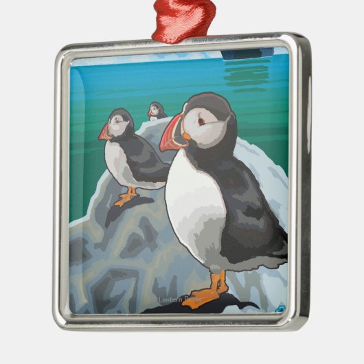 Ornement En Métal Macareux et bateau de croisière - Seldovia, Alaska (Gauche)