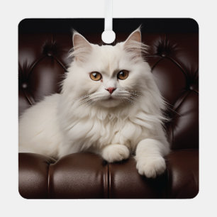 Ornement En Métal Majestic white cat