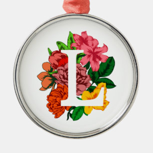 Ornement En Métal Majuscule L monogramme floral