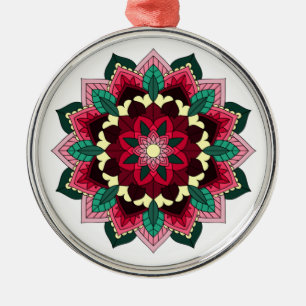 Ornement En Métal Mandala Motif 02 en rose profond