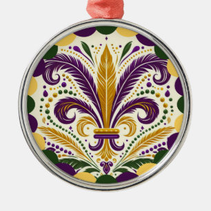 Ornement En Métal Mardi Gras fleur-de-lis