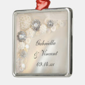 Ornement En Métal Mariage Faux White Pearl and Diamond Buttons (Gauche)