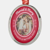 Ornement En Métal Marié & Joyeux Mariage Photo moderne Rouge (Gauche)