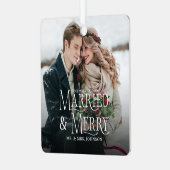 Ornement En Métal Marié & Joyeux photo Noël (Avant gauche)