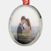 Ornement En Métal Marié lors d'une pandémie photo Gold Foil Script (Gauche)