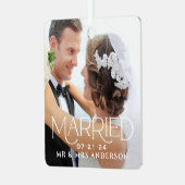 Ornement En Métal Marié Noël Custom Mariage Photo Monogramme (Avant gauche)