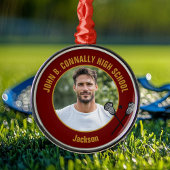 Ornement En Métal Maroon Lacrosse Player Photo High School Christmas