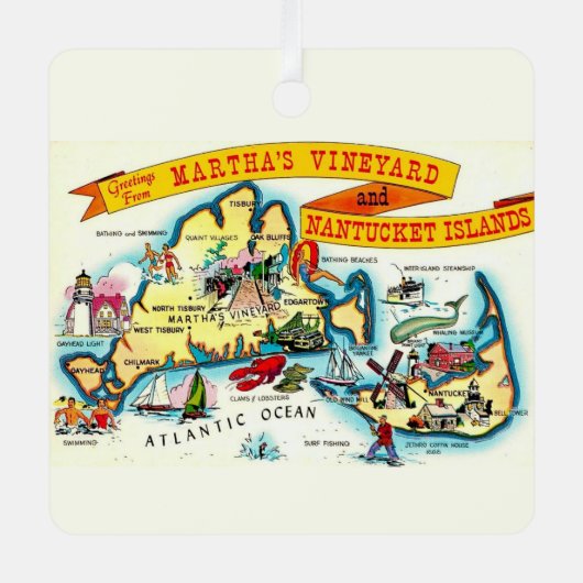 Ornement En Métal Martha's Vineyard Nantucket Map Ornament (Recto)