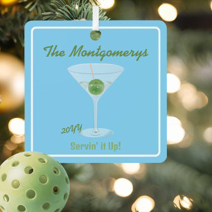 Ornement En Métal Martini Drôle de Pickleball qui Sert à Merveille