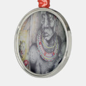 Ornement En Métal Masaï Mère & Enfant avec Lion Art Imprimer/Graphiq (Gauche)