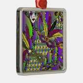 Ornement En Métal Masques de plumes de mardi gras psychédélique (Droite)