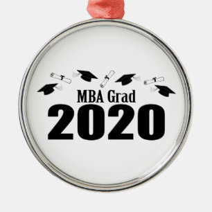Ornement En Métal MBA Grad 2020 Casquettes Et Diplômes (Noir