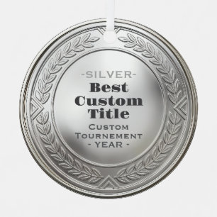 Ornement En Métal Médaille d'argent réaliste 3D personnalisable et m