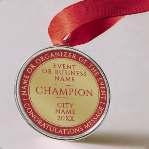 Ornement En Métal Médaille de champion d'or Simple Red Business Awar