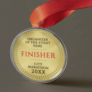 Ornement En Métal Médaille de reconnaissance simple en or et rouge p