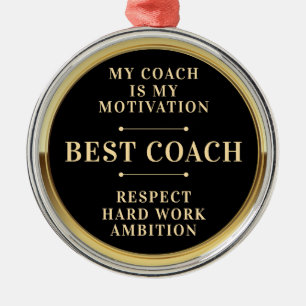 Ornement En Métal Médaille élégante Or Noir Meilleur Coach Champion