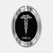 Ornement En Métal  Medical Symbol 👨‍⚕️ - Black and Silver (Avant gauche)