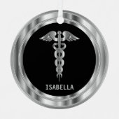 Ornement En Métal  Medical Symbol 👨‍⚕️ - Black and Silver (Recto)