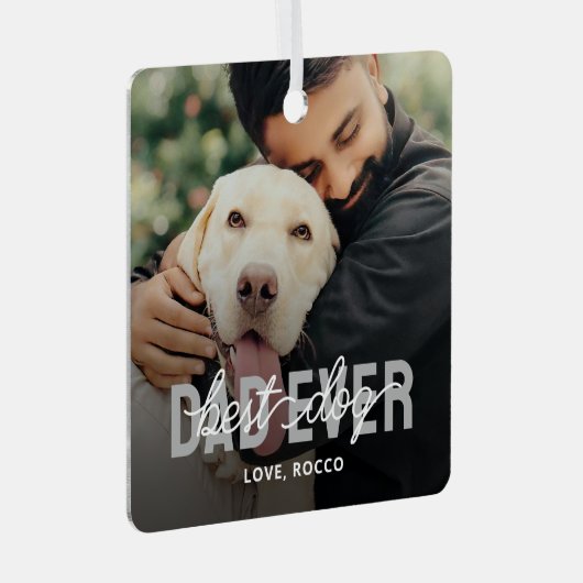 Ornement En Métal Meilleur Chien Papa Jamais Pet Photo (Avant droite)