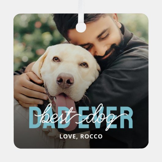 Ornement En Métal Meilleur Chien Papa Jamais Pet Photo (Recto)