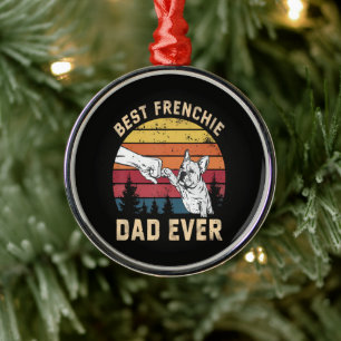 Ornement En Métal Meilleur papa Frenchie Rétro