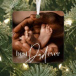 Ornement En Métal Meilleur Papa Jamais Moderne Classique Simple Phot<br><div class="desc">Ce design simple et moderne est composé d'une typographie serif et cursive et d'ajouter une photo personnalisée</div>